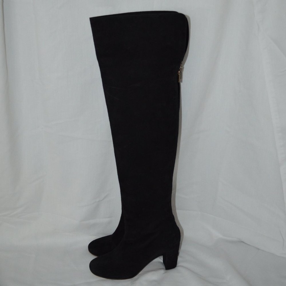 39 8.5 Tila March Black Suede Over the Knee Boots